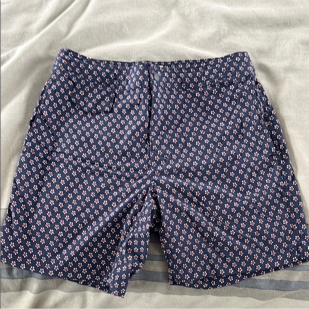 J. Crew Blue and Red Floral Patterned Shorts